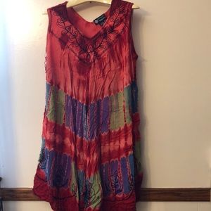 Sundress, OS, multi color rayon crinkle cloth